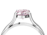 White gold Fancy Pink Oval Cut Diamond Solitaire Twist Band Prong Setting Ring_108