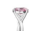 White gold Fancy Pink Oval Cut Diamond Solitaire Twist Band Prong Setting Ring_108