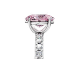 White gold Fancy Pink Oval  Cut Diamond Solitaire with Pave Band and Four-Prong Setting 1