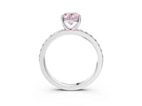 White gold Fancy Pink Oval  Cut Diamond Solitaire with Pave Band and Four-Prong Setting 5