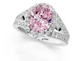 White gold Fancy Pink Oval Cut Diamond Split Shank Halo Ring with Four-Prong Setting_71