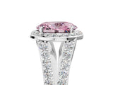 White gold Fancy Pink Oval Cut Diamond Split Shank Halo Ring with Four-Prong Setting_75
