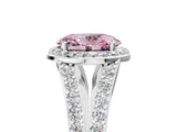 White gold Fancy Pink Oval Cut Diamond Split Shank Halo Ring with Four-Prong Setting_81