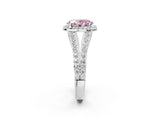 White gold Fancy Pink Oval Cut Diamond Split Shank Halo Ring with Four-Prong Setting_84