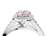 White gold Fancy Pink Oval Cut Diamond Split Shank Halo Ring with Four-Prong Setting_86
