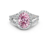 White gold Fancy Pink Oval Cut Diamond Split Shank Halo Ring with Four-Prong Setting_94