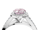 White gold Fancy Pink Oval Cut Diamond Split Shank Halo Ring with Four-Prong Setting_98