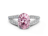 White gold Fancy Pink Oval Cut Diamond Split Shank Pavé Engagement Ring with Four-Prong Setting_69
