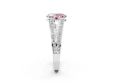 White gold Fancy Pink Oval Cut Diamond Split Shank Ring with Pavé Band and Four-Prong Setting_45