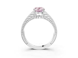 White gold Fancy Pink Oval Cut Diamond Split Shank Ring with Pavé Band and Four-Prong Setting_46