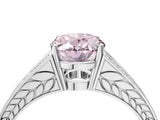 White gold Fancy Pink Oval Cut Diamond Split Shank Ring with Pavé Band and Four-Prong Setting_48
