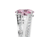 White gold Fancy Pink Oval Cut Diamond Split Shank Ring with Pavé Band and Four-Prong Setting_49