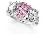 White gold Fancy Pink Oval Cut Diamond Three-Stone Ring with Channel Set Band and Four-Prong Setting_61