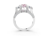 White gold Fancy Pink Oval Cut Diamond Three-Stone Ring with Channel Set Band and Four-Prong Setting_63