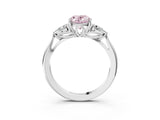 White gold Fancy Pink Oval Cut Diamond Three-Stone Ring with Pear  Side Stones and Prong Setting_165