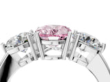 White gold Fancy Pink Oval Cut Diamond Three-Stone Ring with Prong Setting and Classic Band_112