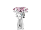White gold Fancy Pink Oval Cut Diamond Three-Stone Ring with Prong Setting and Pavé Band_5