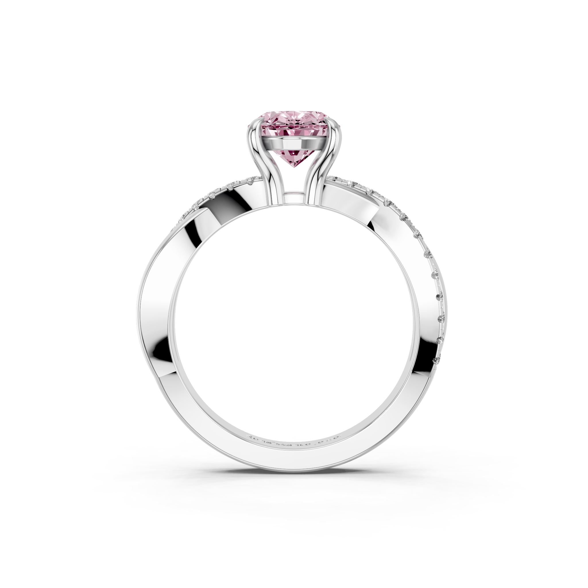 White gold Fancy Pink Oval  Cut Diamond Twist Band Solitaire with Prong Setting_5