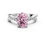 White gold Fancy Pink Oval  Cut Diamond Twist Band Solitaire with Prong Setting_73