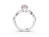 White gold Fancy Pink Oval  Cut Diamond Twist Band Solitaire with Prong Setting_73