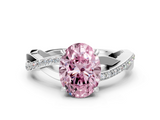 White gold Fancy Pink Oval  Cut Diamond Twisted Band Engagement Ring with Prong Setting_3