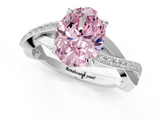 White gold Fancy Pink Oval  Cut Diamond Twisted Band Engagement Ring with Prong Setting_4
