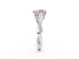 White gold Fancy Pink Oval  Cut Diamond Twisted Band Engagement Ring with Prong Setting_5