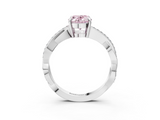 White gold Fancy Pink Oval  Cut Diamond Twisted Band Engagement Ring with Prong Setting_6