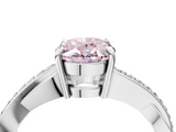 White gold Fancy Pink Oval  Cut Diamond Twisted Band Engagement Ring with Prong Setting_7
