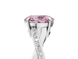 White gold Fancy Pink Oval  Cut Diamond Twisted Band Engagement Ring with Prong Setting_8