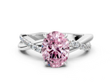 White gold Fancy Pink Oval  Cut Diamond Twisted Band with Pavé Setting and Four-Prong Setting_20