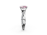 White gold Fancy Pink Oval  Cut Diamond Twisted Band with Pavé Setting and Four-Prong Setting_22