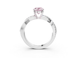 White gold Fancy Pink Oval  Cut Diamond Twisted Band with Pavé Setting and Four-Prong Setting_23