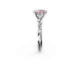 White gold Fancy Pink Oval  Cut Diamond Vine Band with Four-Prong Setting_56
