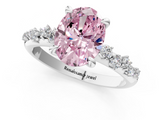 White gold Fancy Pink Oval  Cut Diamond Vine Band with Four-Prong Setting_56