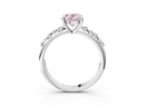 White gold Fancy Pink Oval  Cut Diamond Vine Band with Four-Prong Setting_57