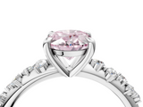 White gold Fancy Pink Oval  Cut Diamond Vine Band with Four-Prong Setting_58