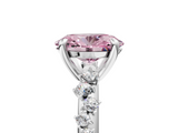 White gold Fancy Pink Oval  Cut Diamond Vine Band with Four-Prong Setting_59