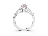 White gold Fancy Pink Oval  Cut Diamond with Milgrain Marquise and Bezel Accents on a Solitaire Band with Prong Setting_209