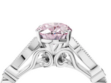 White gold Fancy Pink Oval  Cut Diamond with Milgrain Marquise and Bezel Accents on a Solitaire Band with Prong Setting_210
