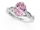 White gold Fancy Pink Oval  Cut Diamond with Milgrain Marquise and Bezel Accents on a Solitaire Band with Prong Setting_213