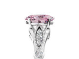 White gold Fancy Pink Oval  Cut Diamond with Milgrain Marquise and Bezel Accents on a Solitaire Band with Prong Setting_217