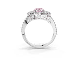 White gold Fancy Pink Oval  Cut Double Halo Diamond Engagement Ring with Pave Band and Four-Prong Setting_41