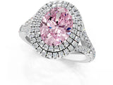 White gold Fancy Pink Oval  Cut Double Halo Split Shank Diamond Ring with Prong Setting_49
