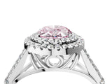 White gold Fancy Pink Oval  Cut Double Halo Split Shank Diamond Ring with Prong Setting_52
