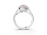 White gold Fancy Pink Oval  Cut Double Halo Split Shank Diamond Ring with Prong Setting_52