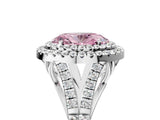 White gold Fancy Pink Oval  Cut Double Halo Split Shank Diamond Ring with Prong Setting_53