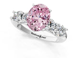 White gold Fancy Pink Oval  Cut Five-Stone Prong Set Diamond Ring with Classic Band_32