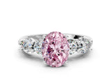 White gold Fancy Pink Oval  Cut Five-Stone Prong Set Diamond Ring with Classic Band_32