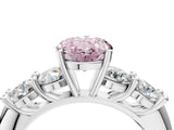 White gold Fancy Pink Oval  Cut Five-Stone Prong Set Diamond Ring with Classic Band_35
